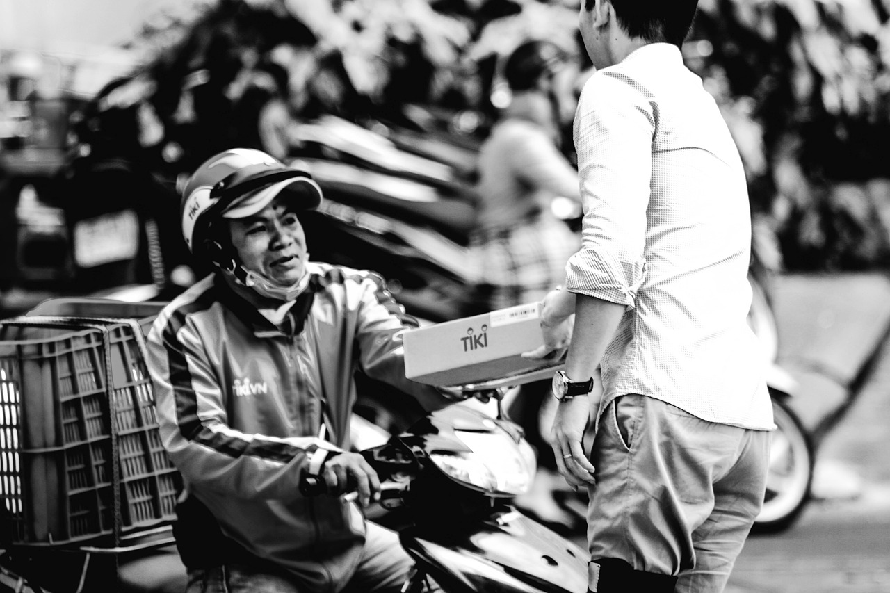 courier delivering package